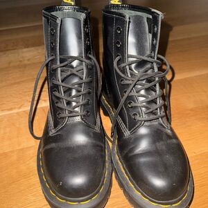 Dr. Martens Black Boots with Yellow Stitching